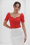 Жіноча укорочена футболка в рубчик, фото 2