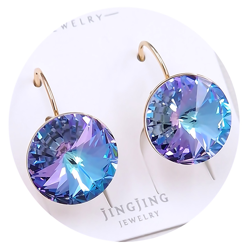 Сережки XР. Позолота 18К. Камені: Swarovski бузковий хамелеон. Довжина: 18 мм. Ширина: 12 мм.