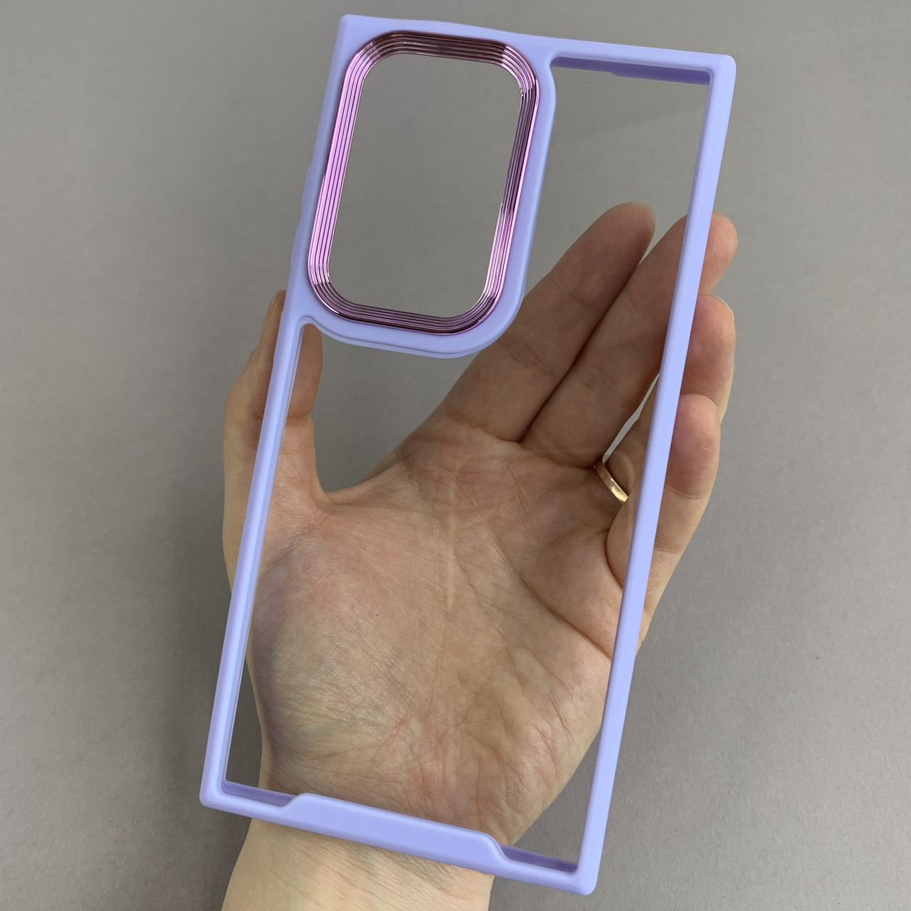 Чохол для Samsung Galaxy S24 Ultra прозорий з бортиком для камери чохол на самсунг с24 ультра бузковий k6h