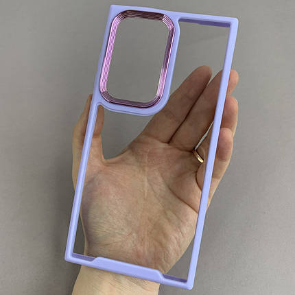 Чохол для Samsung Galaxy S24 Ultra прозорий з бортиком для камери чохол на самсунг с24 ультра бузковий k6h, фото 1