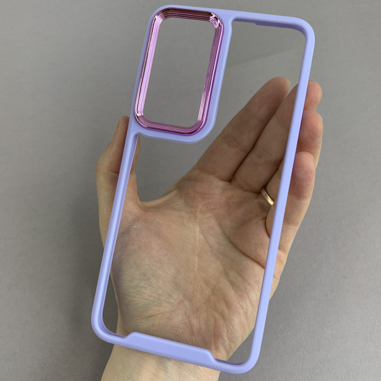 Чохол для Samsung Galaxy S24 Plus прозорий з бортиком для камери чохол на самсунг с24 плюс бузковий k6h
