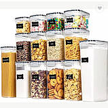 Набір контейнерів для круп 14 шт. Набір для сипких продуктів Пластикові контейнери з кришками, комплект, фото 2