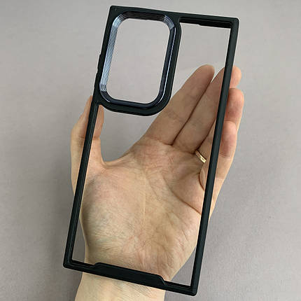Чохол для Samsung Galaxy S24 Ultra прозорий з бортиком для камери чохол на самсунг с24 ультра чорний k6h, фото 1