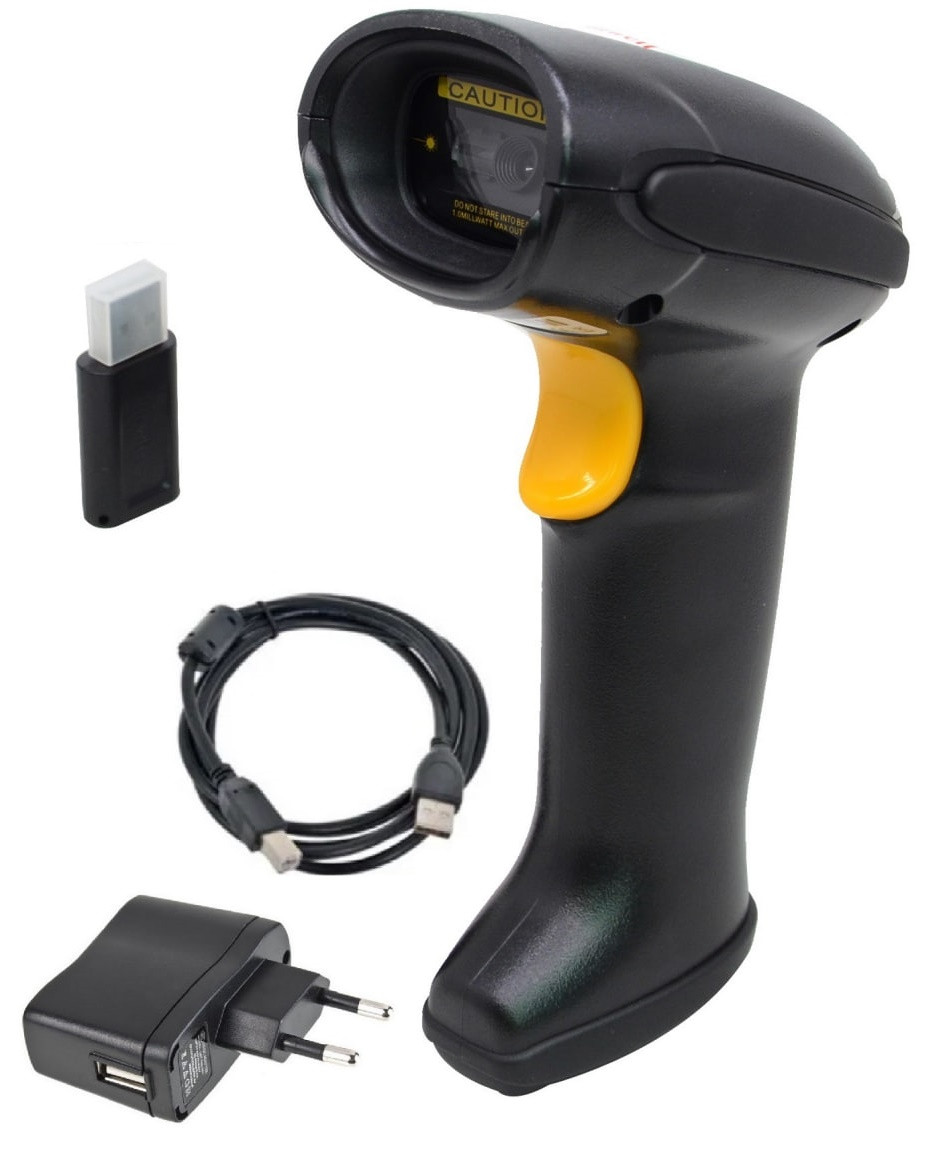 Сканер бездротовий Asianwell 6208RB з блоком живлення, receiver 2,4G + BT, image 2D, чорний