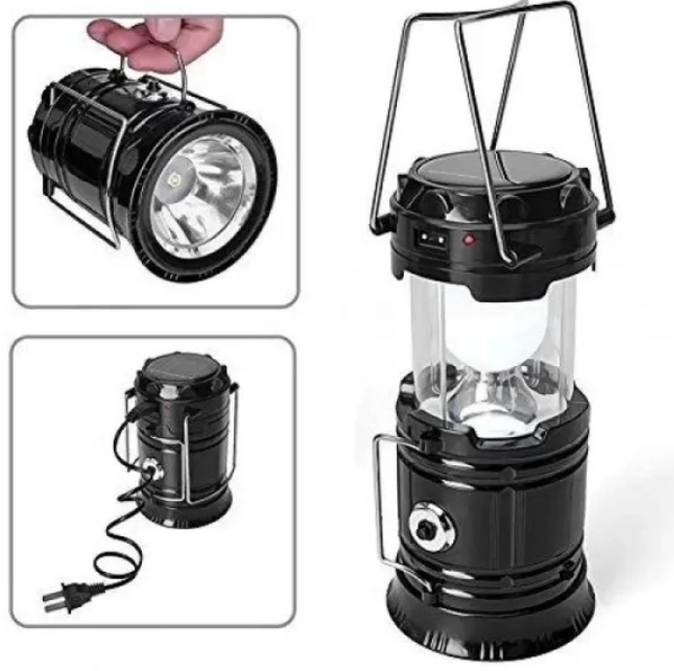 Ліхтар лампа акумуляторний кемпінговий із сонячною панеллю USB Powerbank 5800T