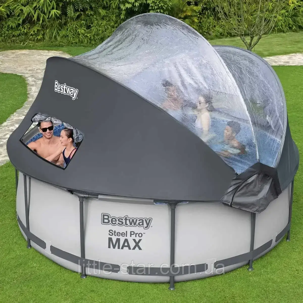 Каркасний басейн 366*100 см BESTWAY 5619N, фільтр насос, сходи, сонцезахісний навіс, 9150 л