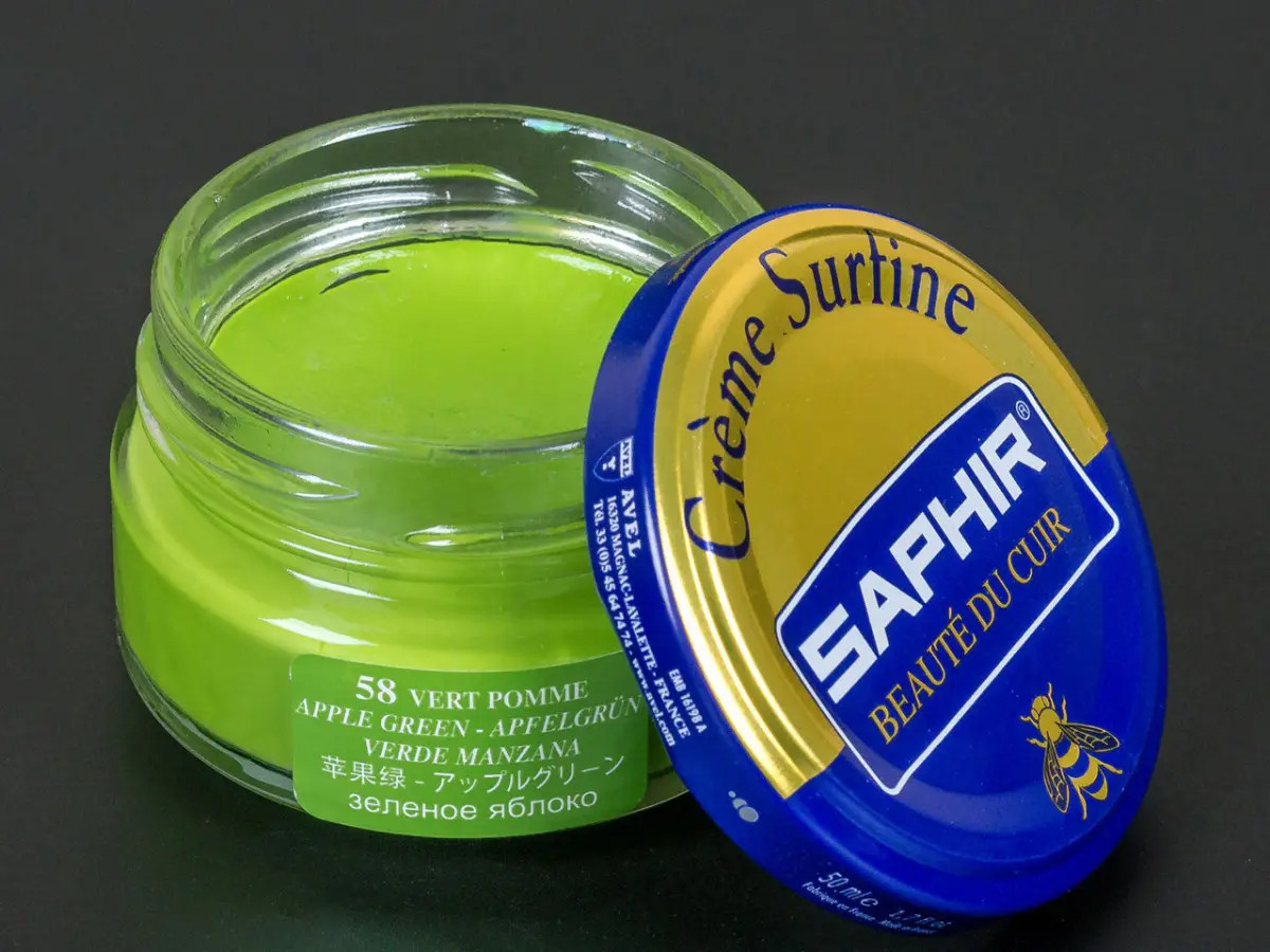 Зволожуючий крем для Взуття Saphir Creme Surfine зелене яблуко