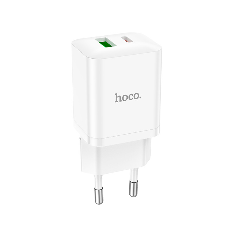 Адаптер мережевий HOCO founder charger N28 |1USB/1Type-C, 20W/3A, PD/QC| білий