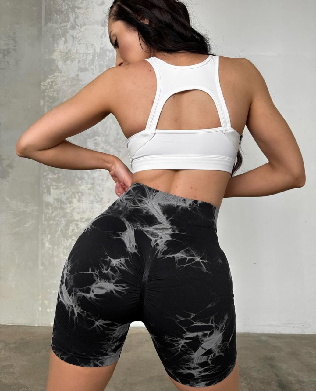 Жіночі велосипедки пуш ап мармурові розмір S, фото 1