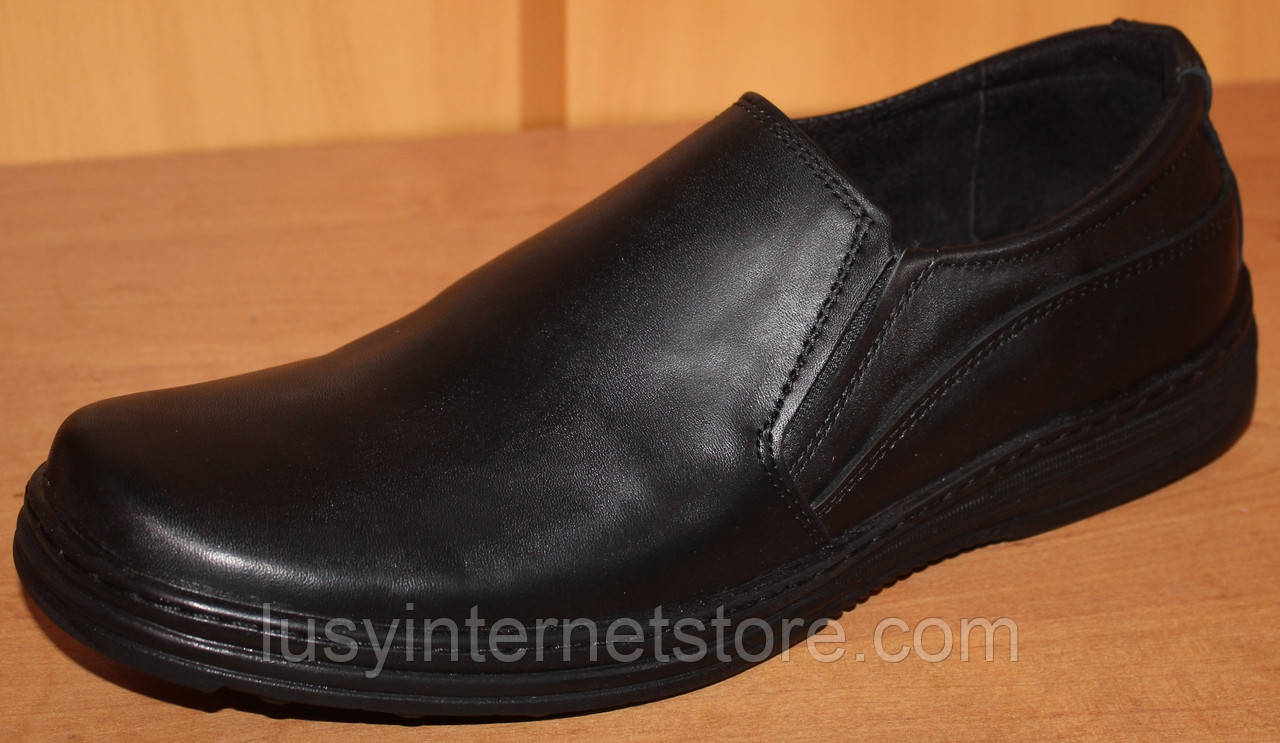 Чоловічі туфлі зі шкіри чорні від виробника модель АМТ100., фото 1