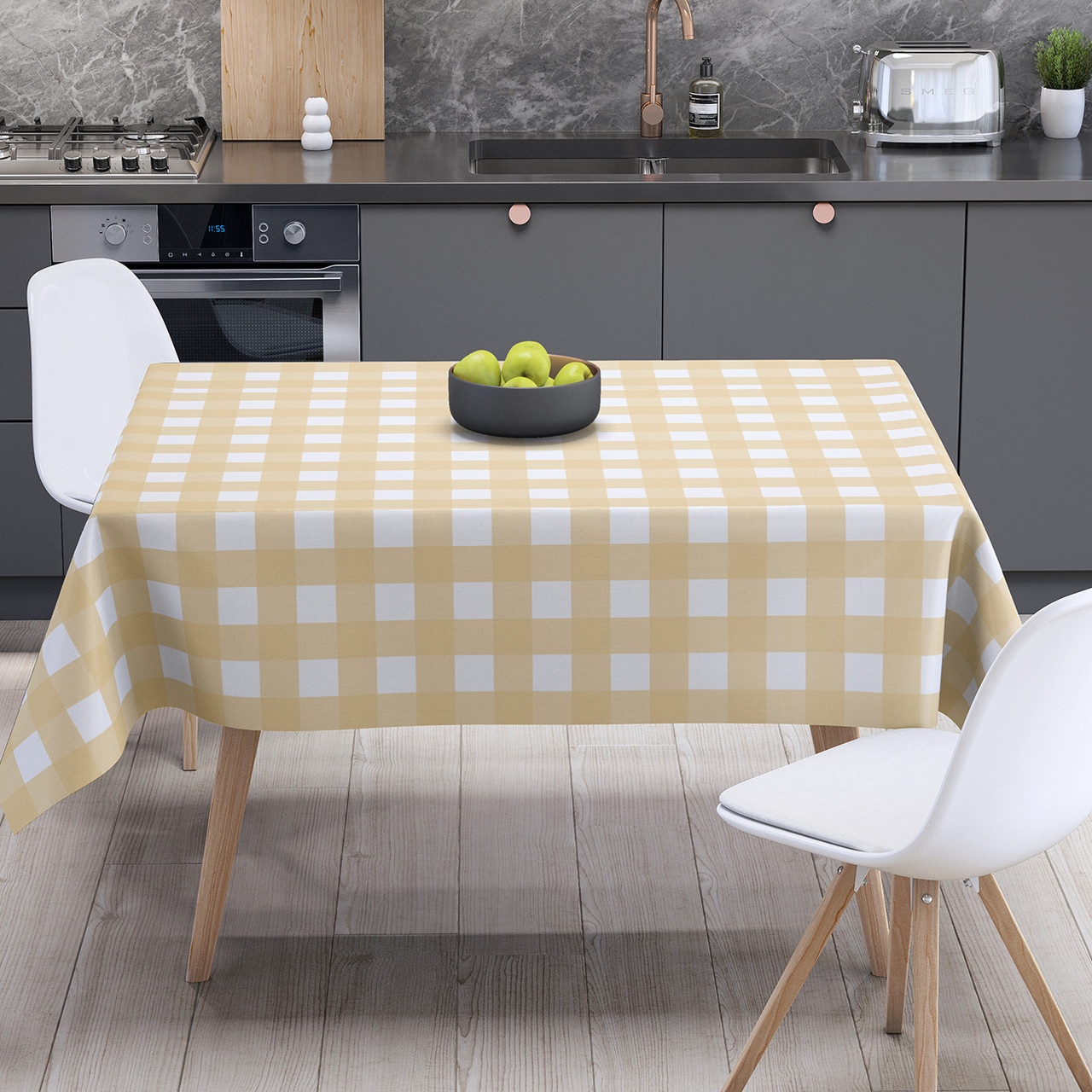 Скатертина Panama 180х220 см водовідштовхуюча Yellow Check