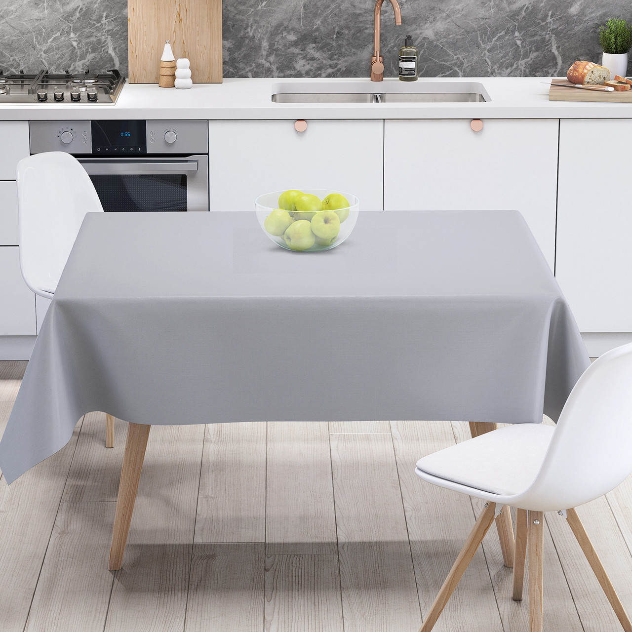 Скатертина "Aquastop" 150*220 см водовідштовхувальна Light Gray