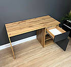 Письмовий стіл з тумбою без ручок колір Дуб Аппалачі з фасадом антрацит, фото 4