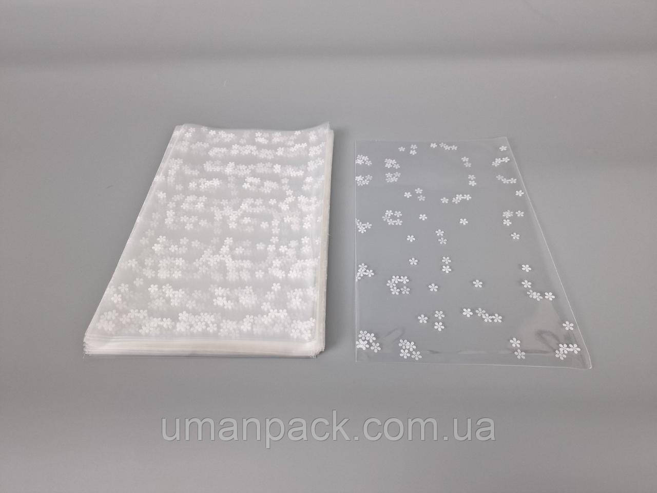 Пакет із малюнком для пакування подарунків (15*25) No381 (2) "Ромашка" (100 шт.)