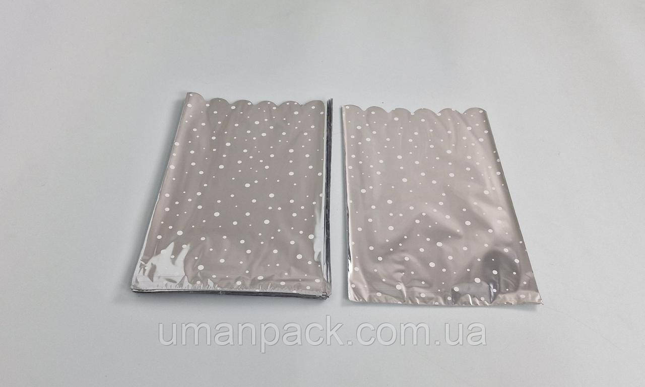 Пакет із малюнком для пакування подарунків (20*35) No421 (1) фольгований (ажурний) "Конфеті" (100 шт)