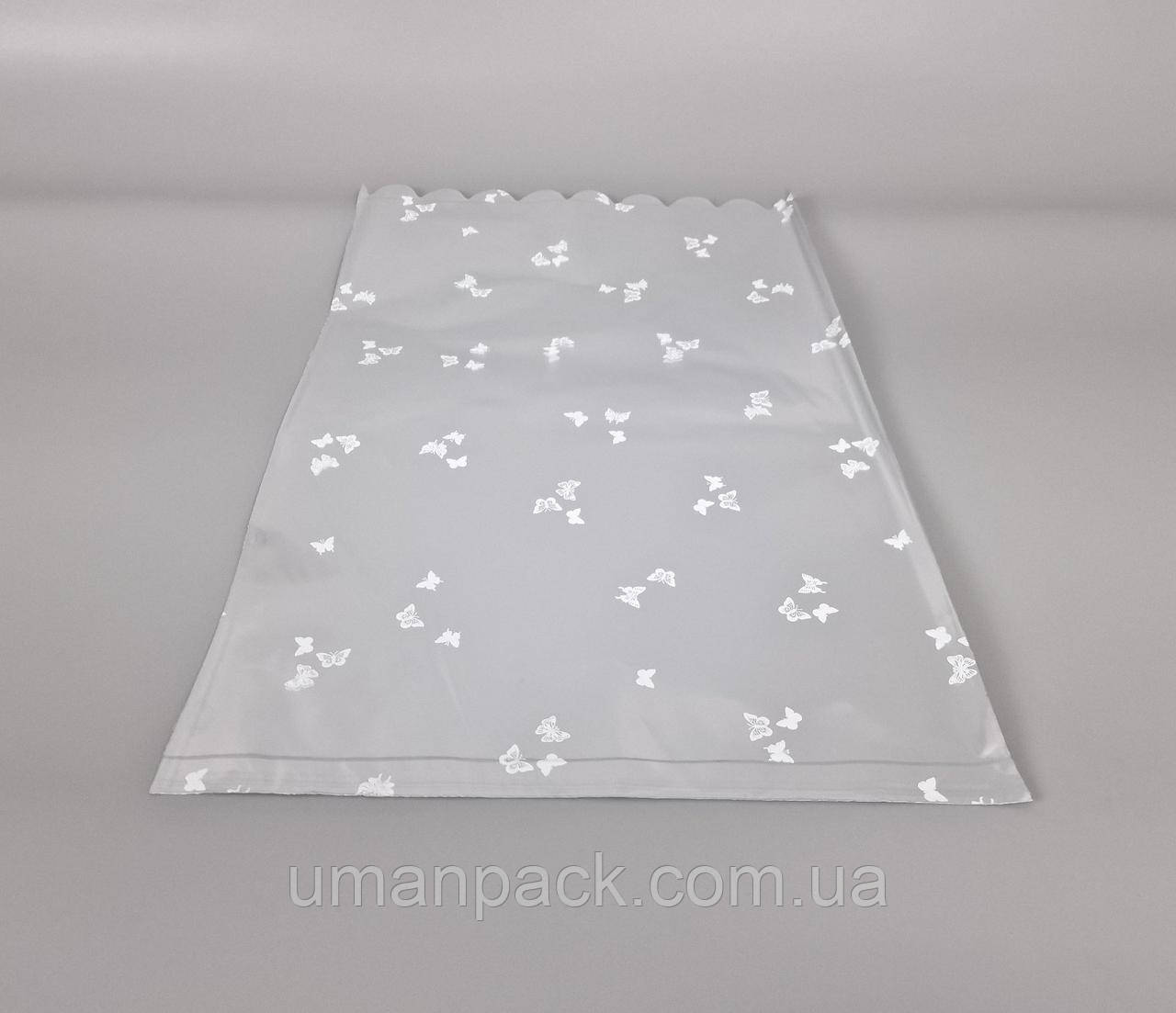 Пакет із малюнком для пакування подарунків (30*50) No434 (1) фольгований (ажурний) "Метелик" (100 шт.)