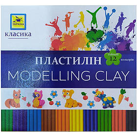 Пластилін для ліплення "Класика" 12 кольорів 240гр ПЛ-003-МВ KNZ