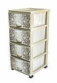 Комод пластиковий 4 ящики з малюнком Мозаїка (Elif Plastik) 45*37.5*90 см