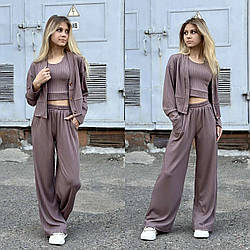 Стильний трикотажний костюм-трійка для дівчаток "Лора", розміри на зріст 140 — 160