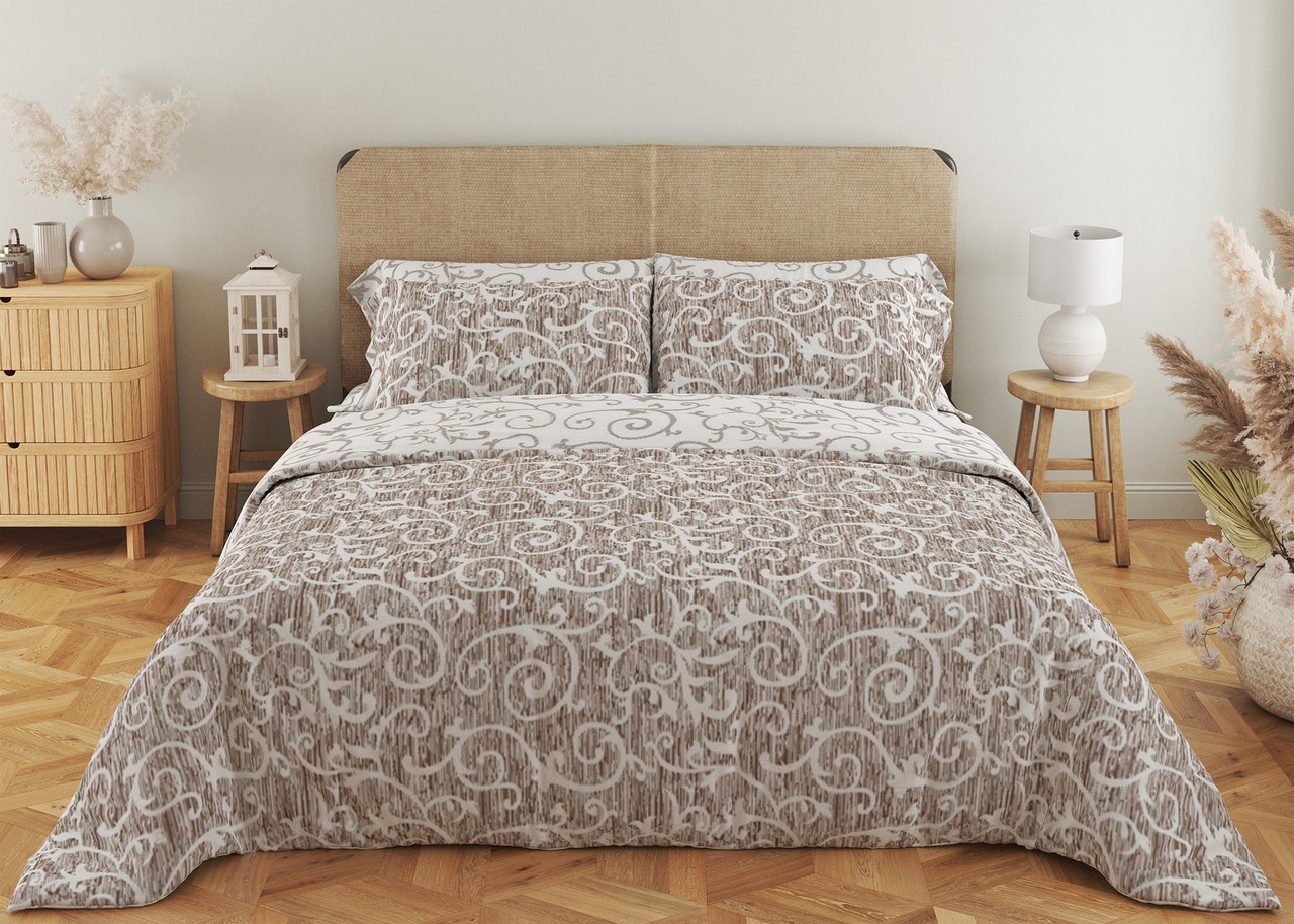 Комплект постільної білизни ТЕП Soft dreams Beige and White 70х70 двоспальний, фото 1