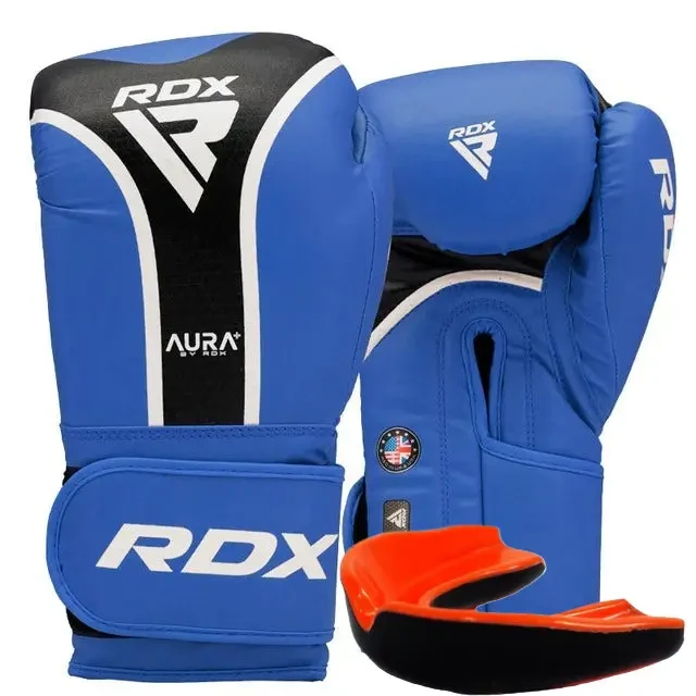 Боксерські рукавиці RDX AURA PLUS T-17 Blue/Black 10 унцій