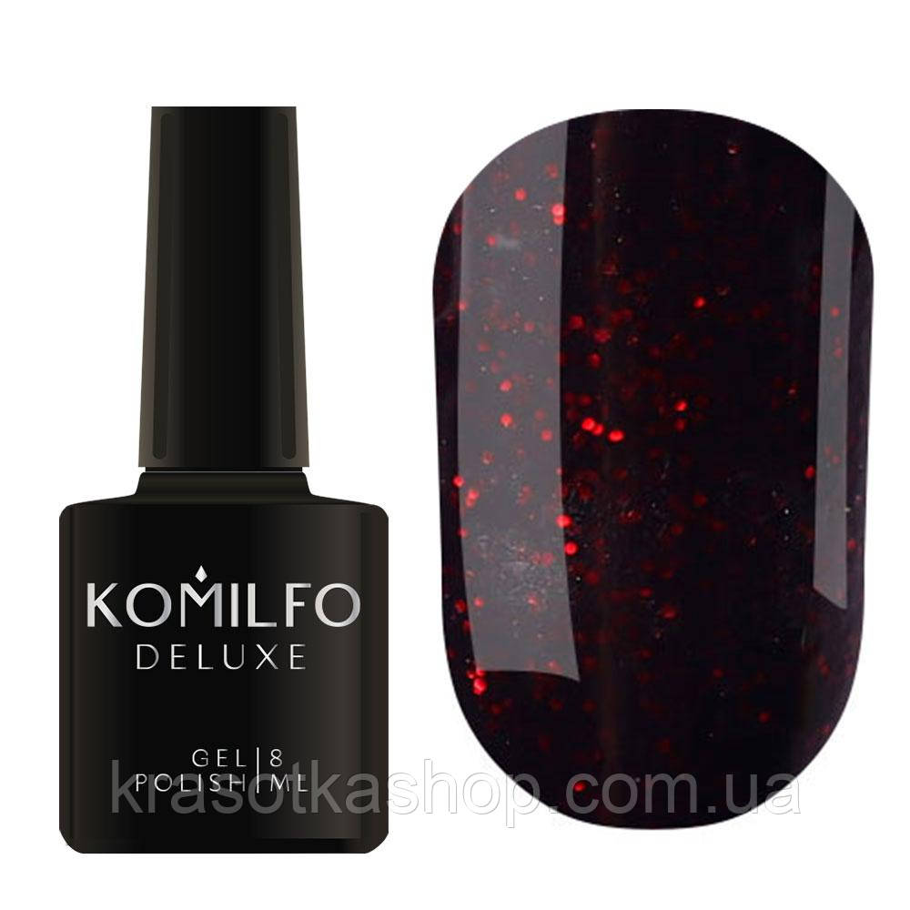 Гель-лак Glitter Colletion G024 (чорний з червоними блискітками) Komilfo, 8 мл