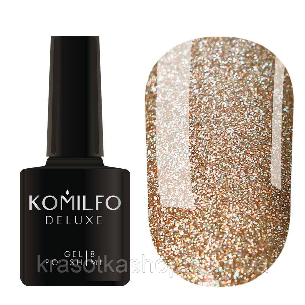 Гель-лак Glitter Colletion G025 (бежевий з голографічними блискітками) Komilfo, 8 мл