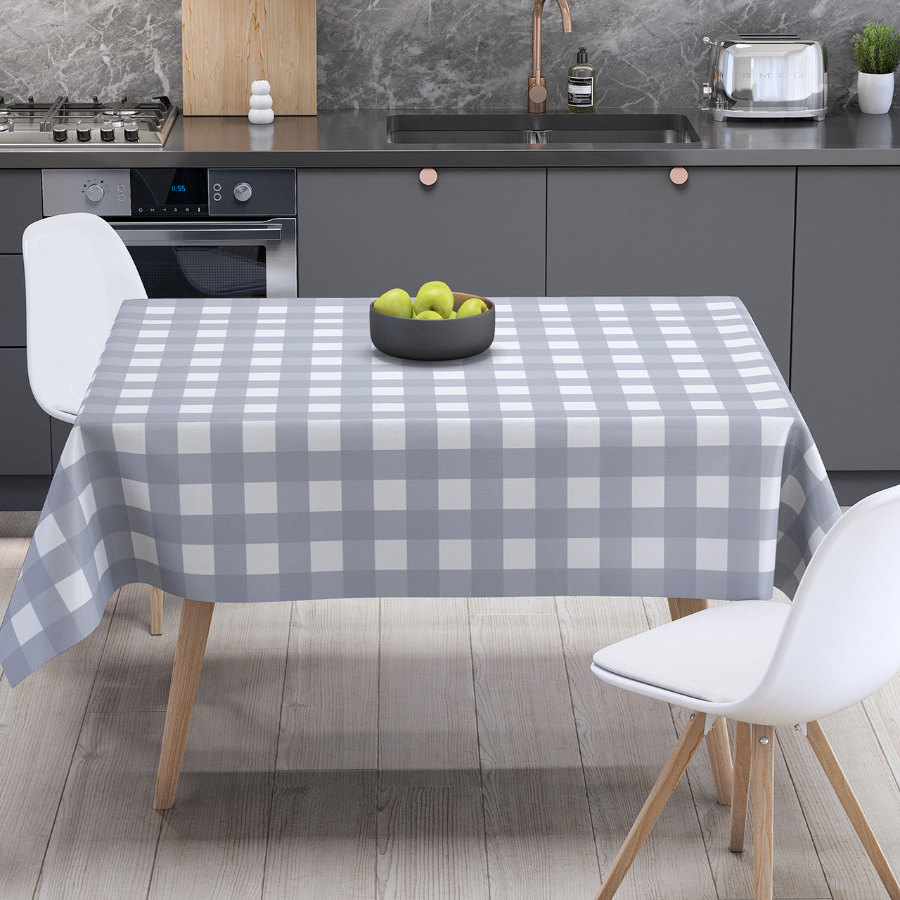 Скатертина Panama 180х220 см водовідштовхуюча Dark Gray Check