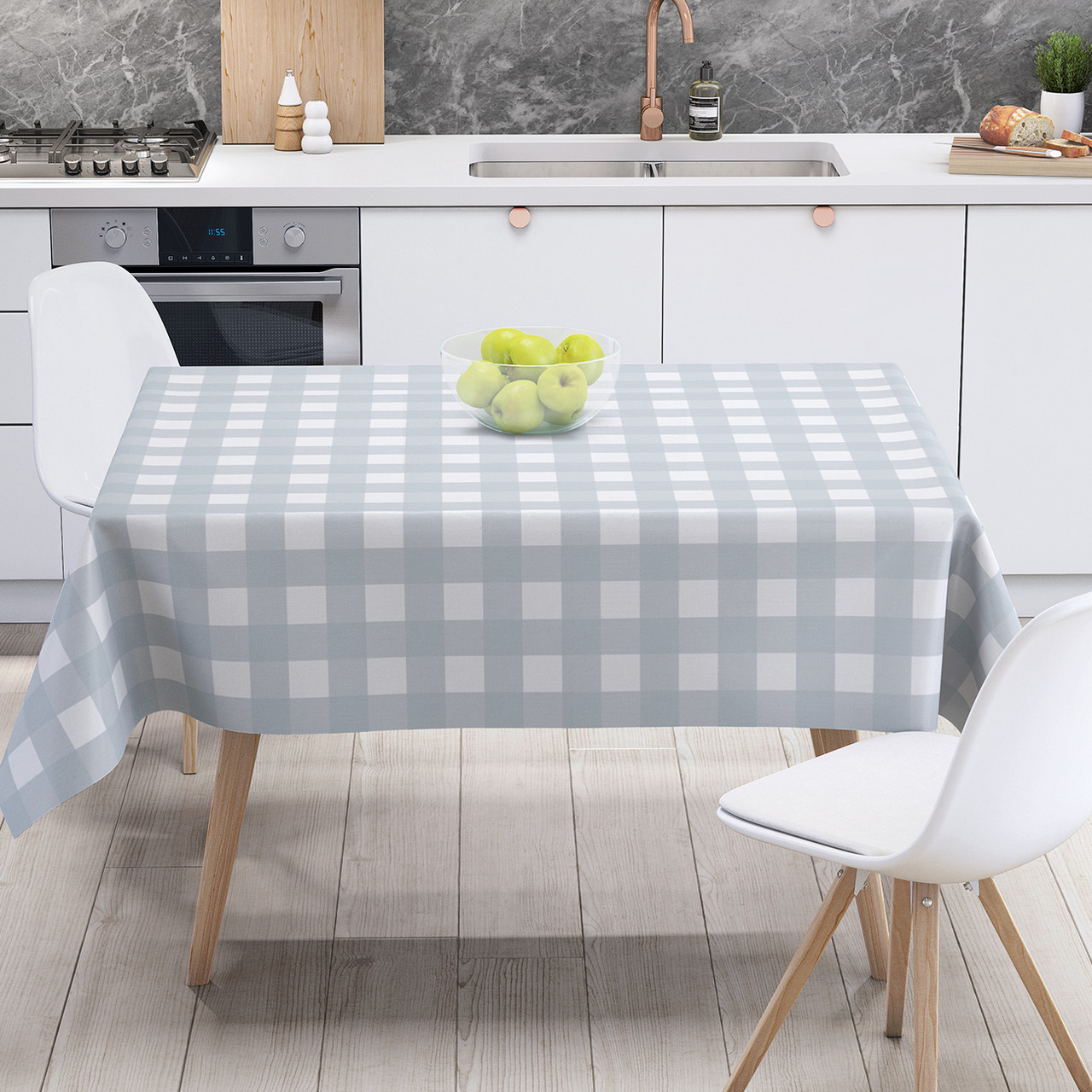 Скатертина Panama 180х220 см водовідштовхуюча Light Grey Check