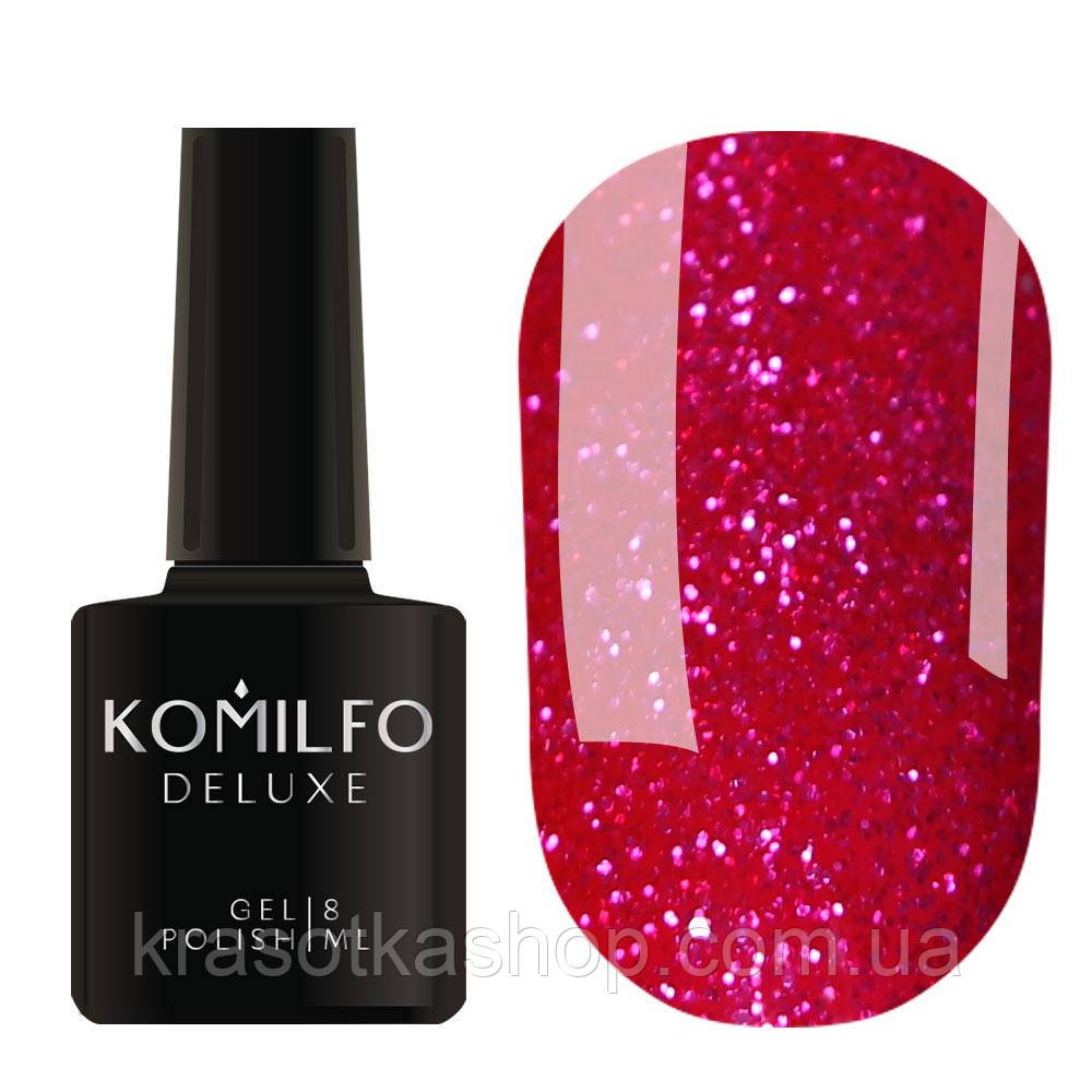 Гель-лак Glitter Colletion G026 (насичений рожевий із світло-рожевими блискітками) Komilfo, 8 мл, фото 1