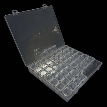 Прозорий органайзер, контейнер для бісеру, страз, дрібних деталей на 56 ячеєк