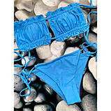 Купальник шторки на зав'язках S-M блакитний, фото 2