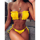 Купальник шторки на зав'язках S-M жовтий, фото 4