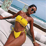 Купальник шторки на зав'язках S-M жовтий, фото 2