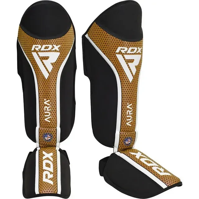Захист гомілки та стопи RDX SHIN INSTEP AURA PLUS T-17 Black Golden M, фото 1