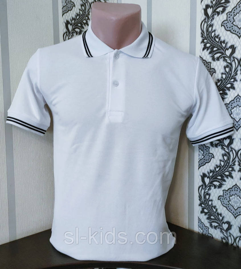 Дитяча футболка поло біла 122-146 см (7-11 років) вир.Туреччина гурт