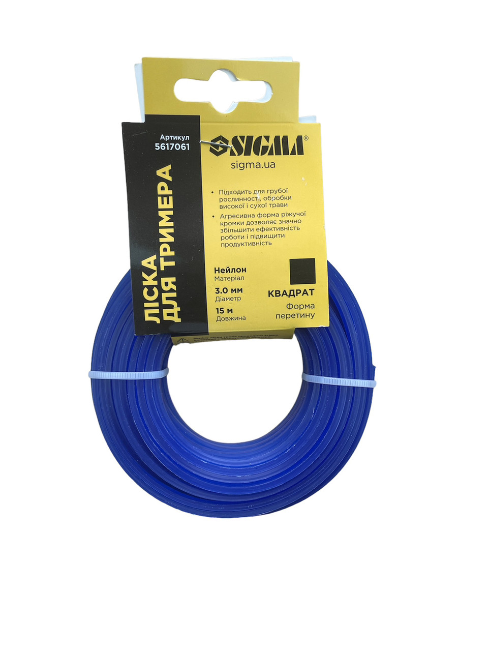 Косильна струна для тримера, квадрат 3,0 мм 15 м синя, фото 1