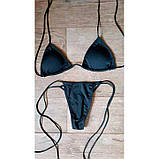 Купальник бікіні роздільний із м'якою чашкою на зав'язках XS-S чорний, фото 6