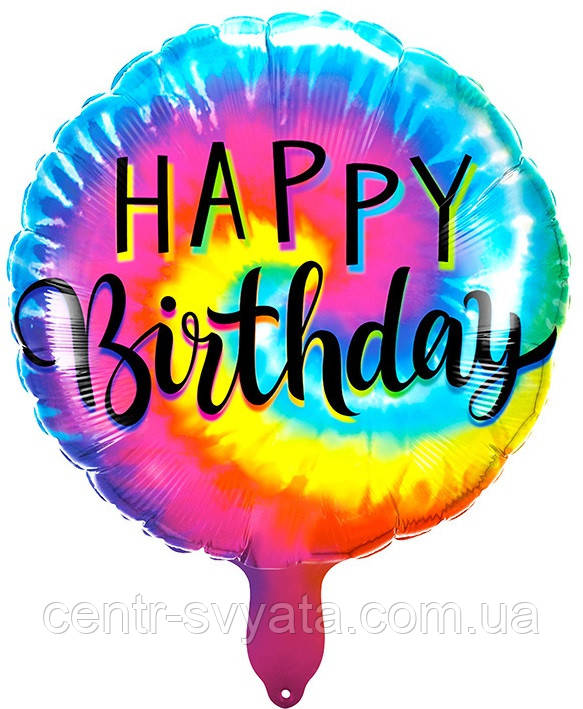 Фольгована кулька КНР 18"(45 см) Коло "Happy Birthday" сяйво