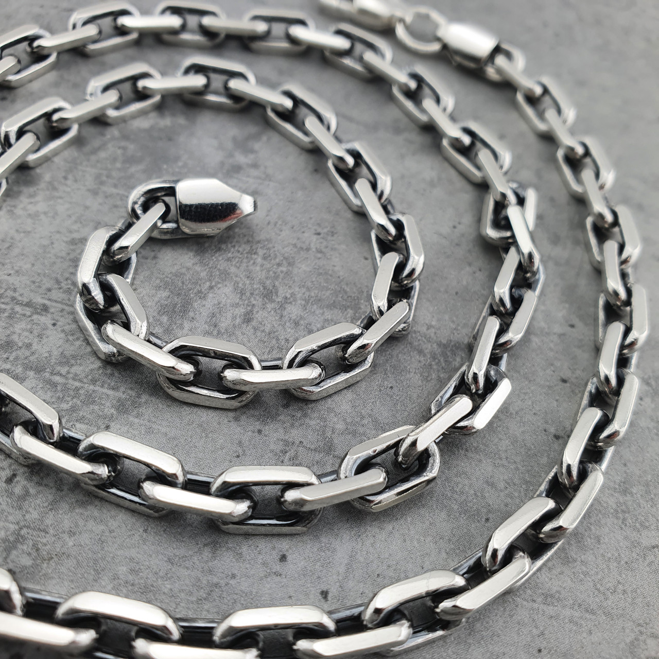 Срібний ланцюжок чоловічий якір. Масивна якірна цепочка срібло 60 см, фото 1