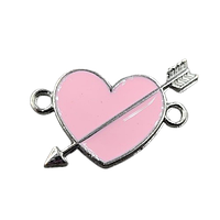 Конектор Finding Підвіска кулон серце стріла Сталисті рожева емаль 25 мм x 16 мм