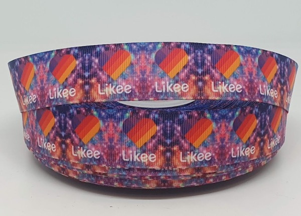 Репсова стрічка 2,5 см Likee (на бузковому), метр, Фіолетовий