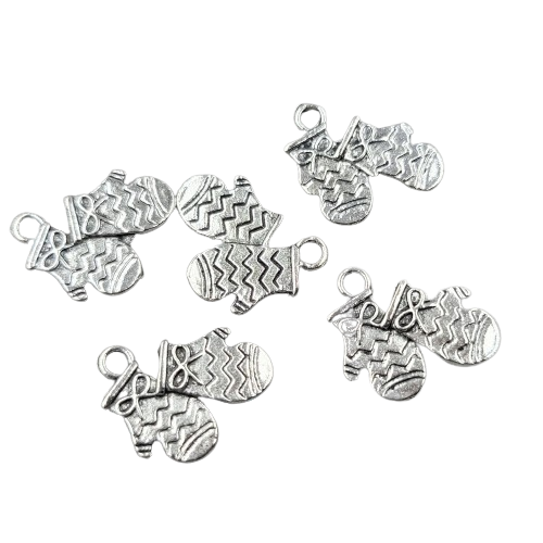 Підвіска Finding Кулон шарм різдвяний новорічний рукавички Античне срібло 15 мм x 15 мм