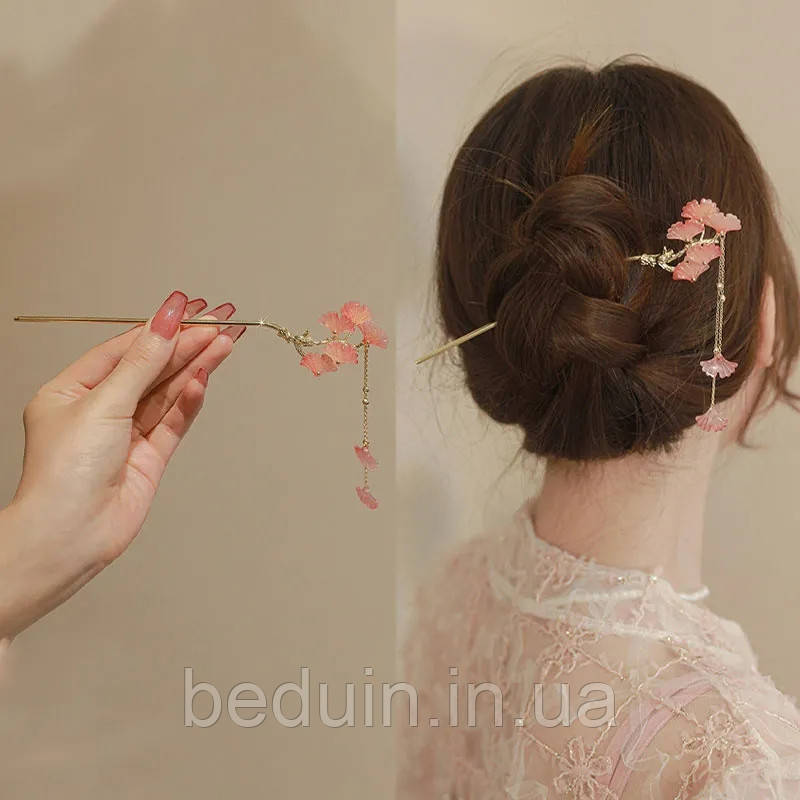 Японська металева паличка "Листя Гінкго" шпилька для волосся шпилька в пучок, зачіску — Aushal Jewellery, фото 1