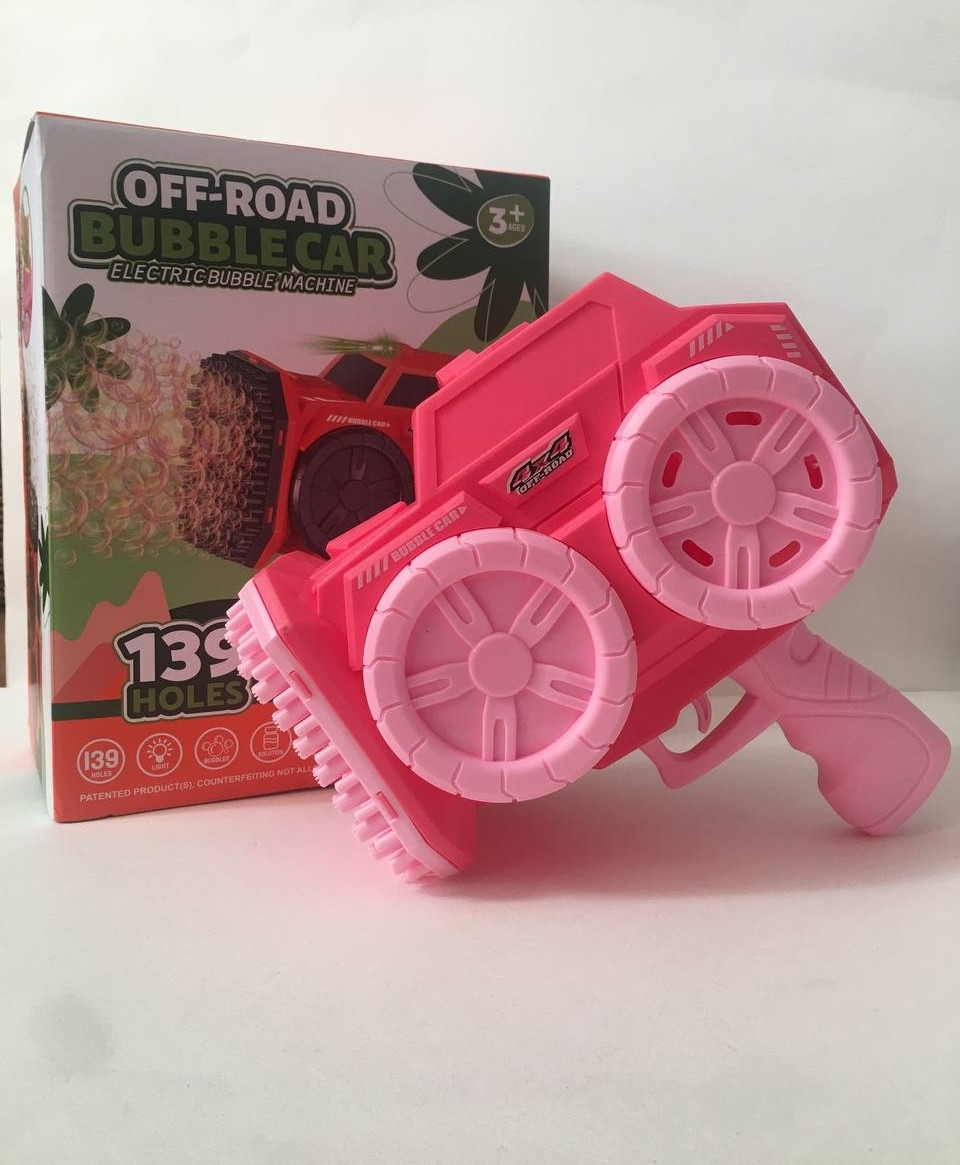 Пістолет мильних бульбашок off-road bubblecar 139 отворів рожева, фото 1