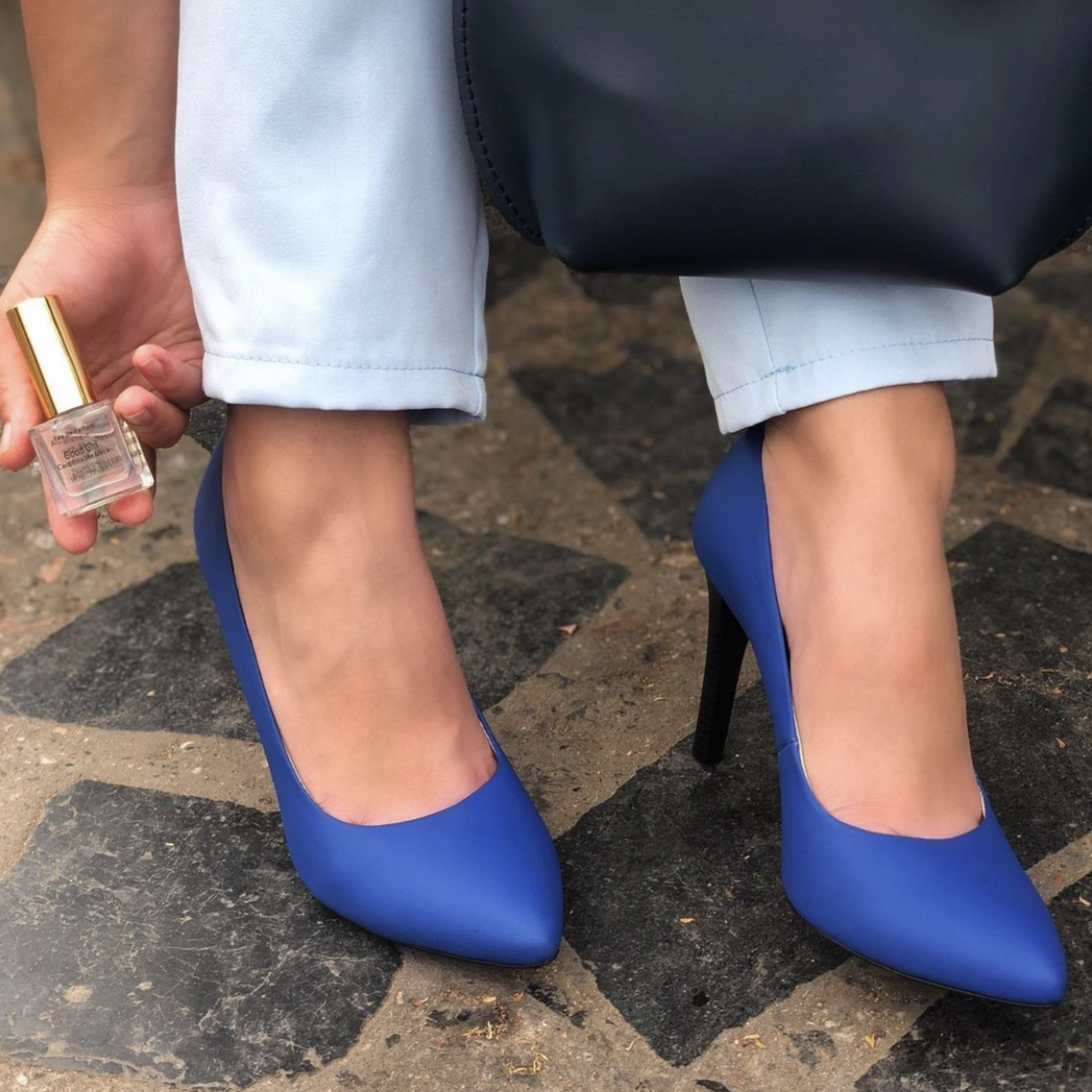 Туфлі жіночі із шкіри синього кольору на шпильці 9 см "Style Shoes"