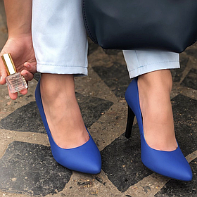 Туфлі жіночі із шкіри синього кольору на шпильці 9 см "Style Shoes" 40