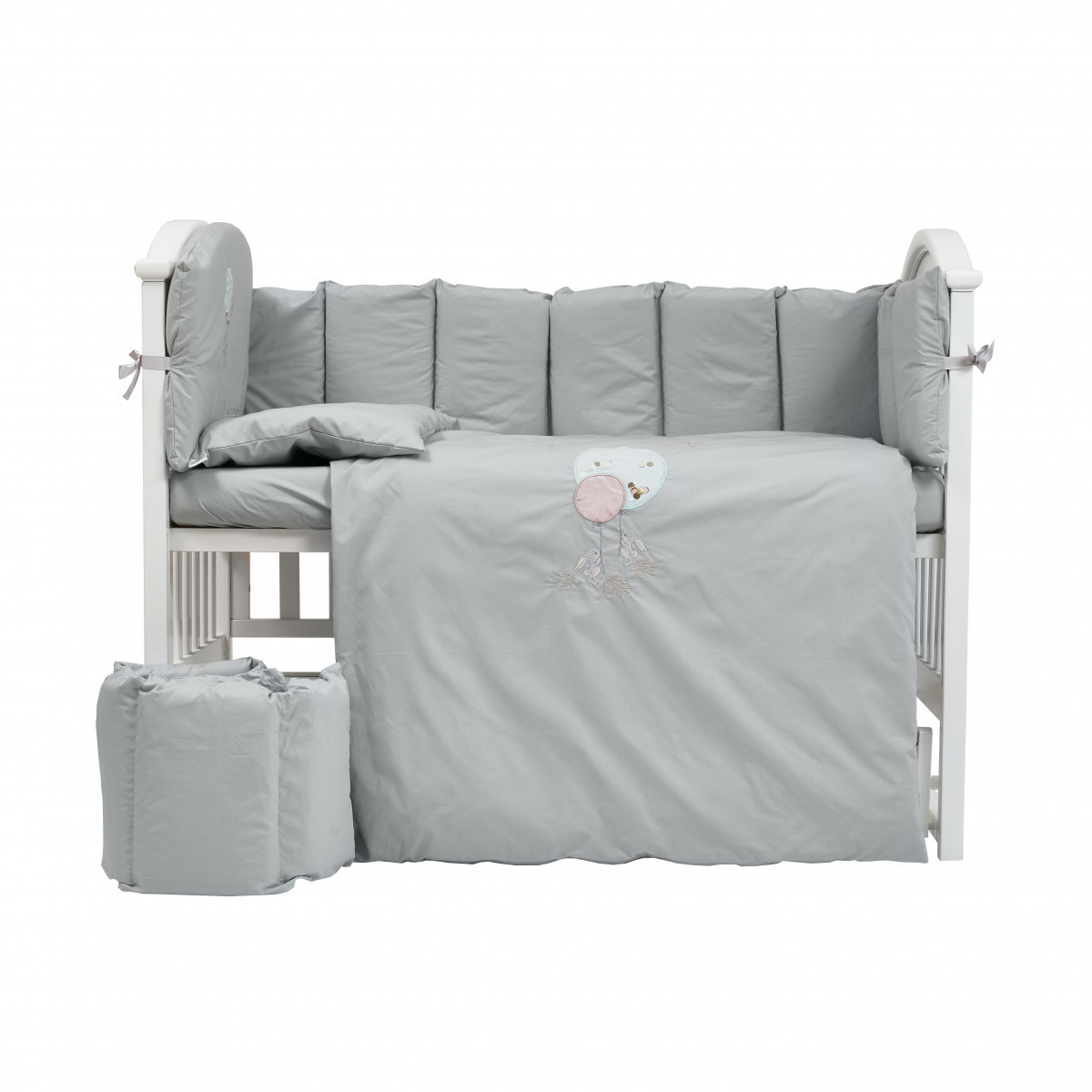 Постільний комплект на 6 елементів Babycentre & Twins Welcome to the world, grey, фото 1