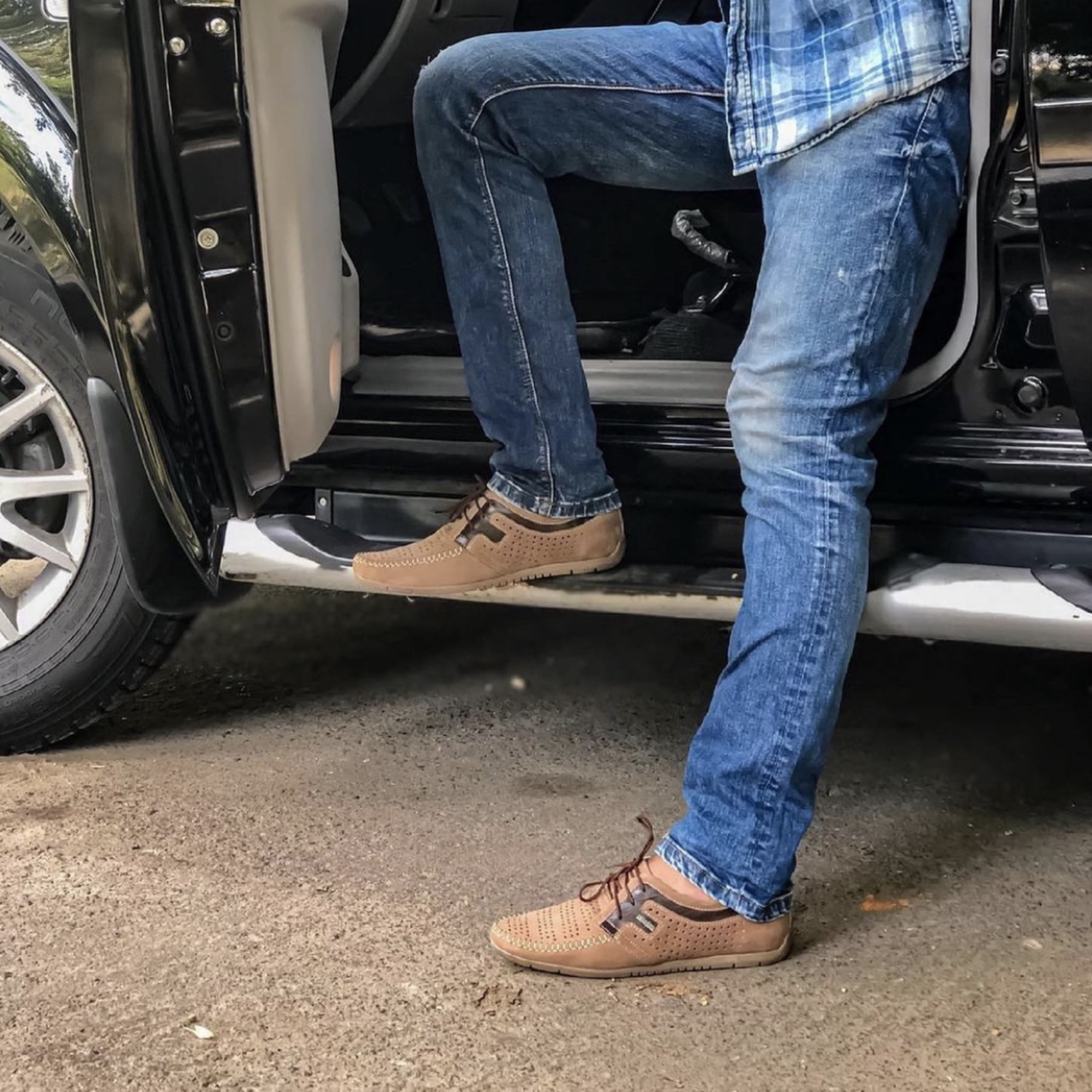 Туфлі мокасини літні чоловічі зі шкіри пісочного кольору «Style Shoes»