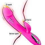 Вібратор подвійний міні кролик "Melo" 14 режимів вібрації — Фуксія, фото 2